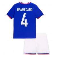 Francúzsko Dayot Upamecano #4 Domáci Detský futbalový dres ME 2024 Krátky Rukáv (+ trenírky)